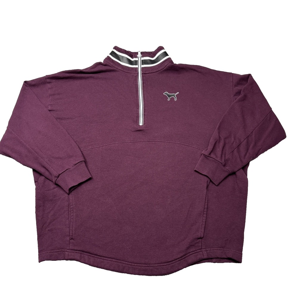 PINK Victoria's Secret Quarter Zip Oversize Sweatshirt Maroon Burgundy Size M